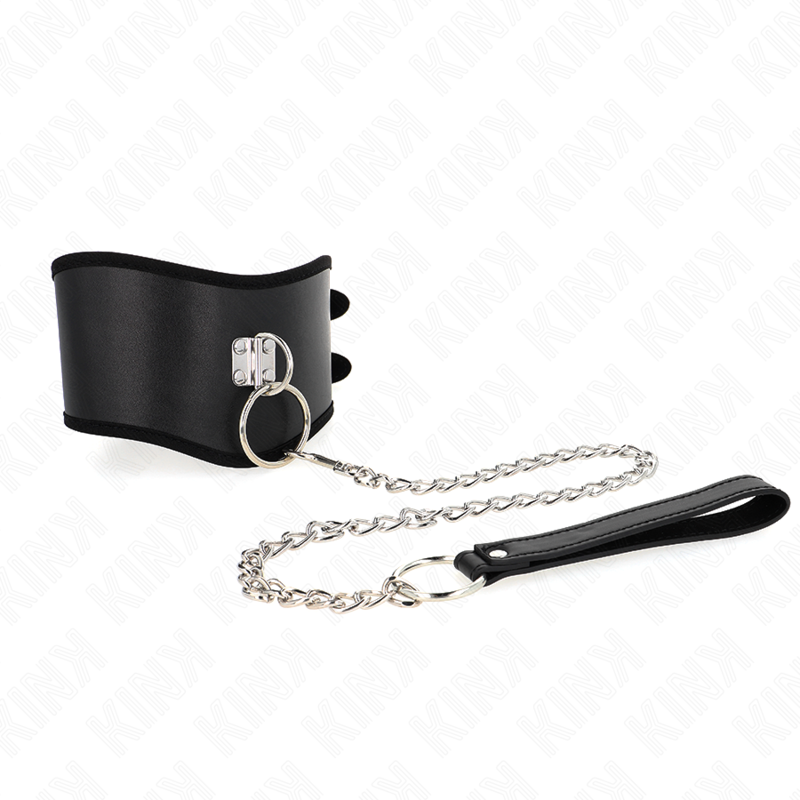 KINK - COLLIER AVEC LAISSE 65 CM DE LARGE NOIR RÉGLABLE 40-55 CM X 10 CM