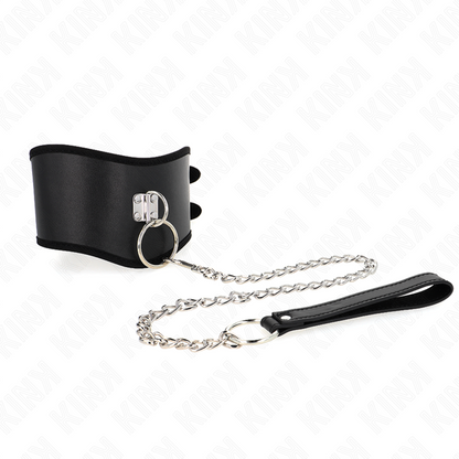 KINK - COLLIER AVEC LAISSE 65 CM DE LARGE NOIR RÉGLABLE 40-55 CM X 10 CM