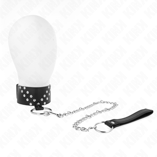 KINK - Collier laisse 65 cm avec rivet en V réglable 36-43 cm x 5 cm