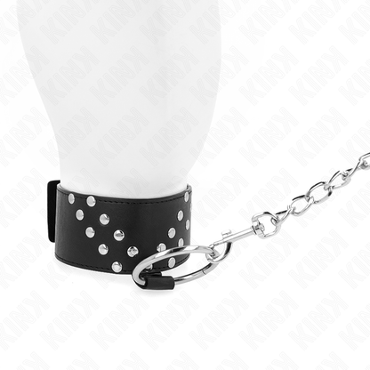 KINK - Collier laisse 65 cm avec rivet en V réglable 36-43 cm x 5 cm