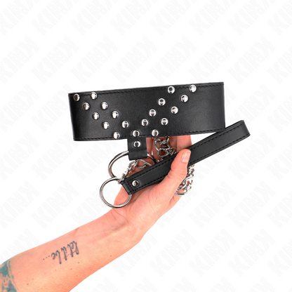 KINK - Collier laisse 65 cm avec rivet en V réglable 36-43 cm x 5 cm