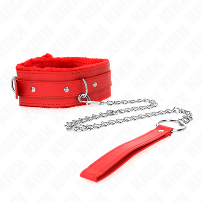 KINK - COLLIER 65 CM AVEC LAISSE AVEC RETENUES ROUGE RÉGLABLE 36-42 CM X 5,5 CM