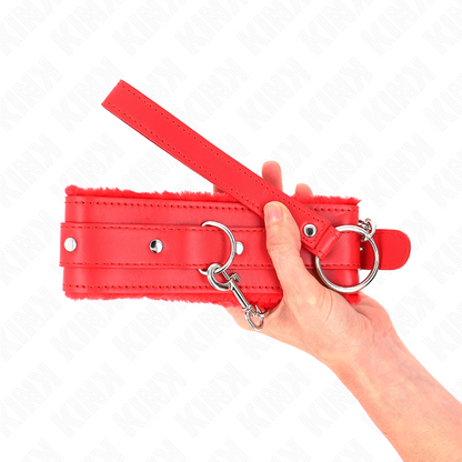 KINK - COLLIER 65 CM AVEC LAISSE AVEC RETENUES ROUGE RÉGLABLE 36-42 CM X 5,5 CM