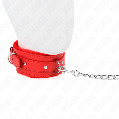 KINK - COLLIER 65 CM AVEC LAISSE AVEC RETENUES ROUGE RÉGLABLE 36-42 CM X 5,5 CM