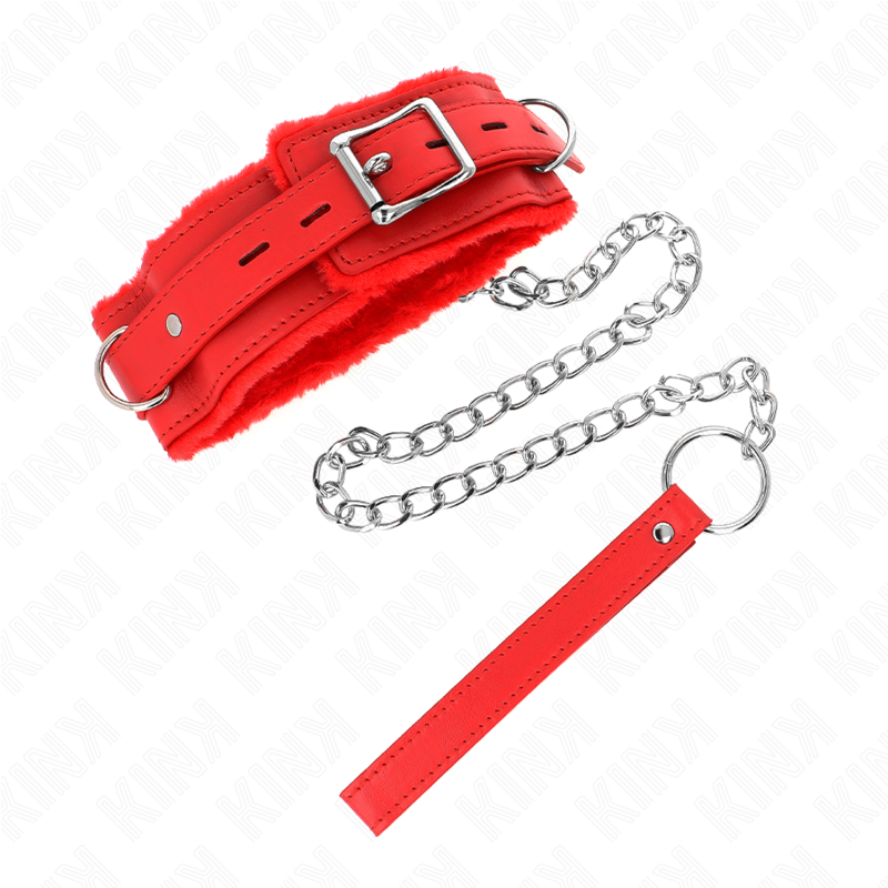 KINK - COLLIER 65 CM AVEC LAISSE AVEC RETENUES ROUGE RÉGLABLE 36-42 CM X 5,5 CM