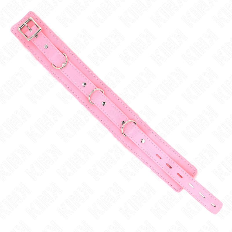 KINK - COLLIER ROSE AVEC LAISSE 65 CM AVEC RETENUES RÉGLABLES 36-42 CM X 5,5 CM
