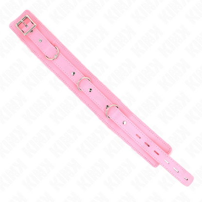 KINK - COLLIER ROSE AVEC LAISSE 65 CM AVEC RETENUES RÉGLABLES 36-42 CM X 5,5 CM