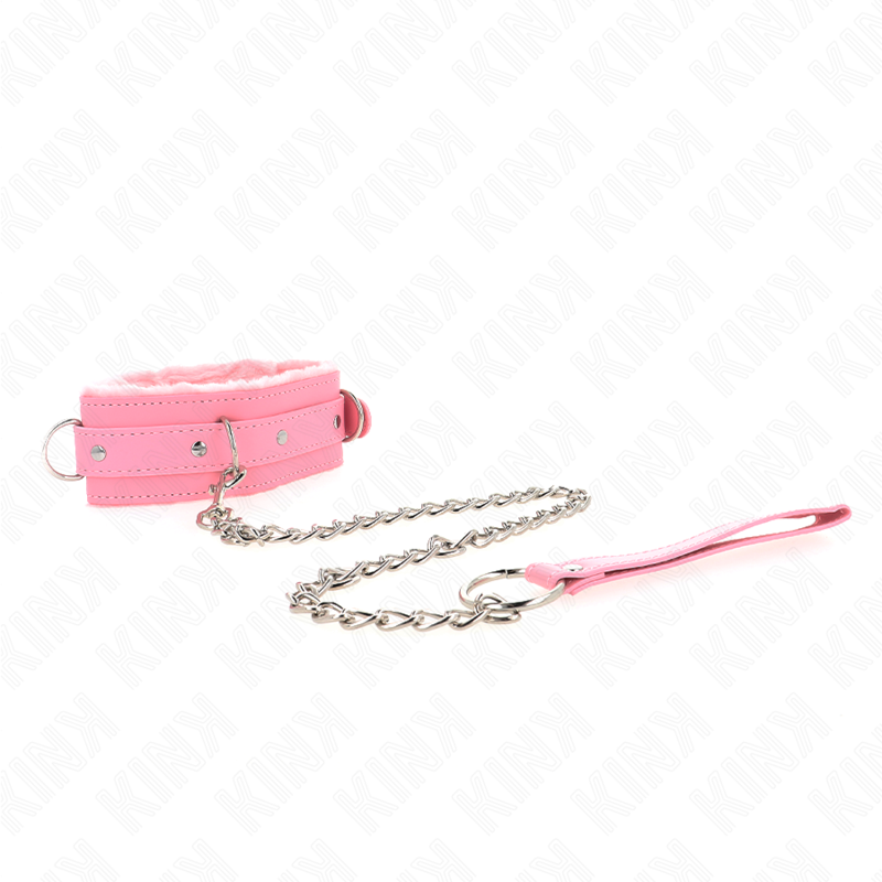 KINK - COLLIER ROSE AVEC LAISSE 65 CM AVEC RETENUES RÉGLABLES 36-42 CM X 5,5 CM
