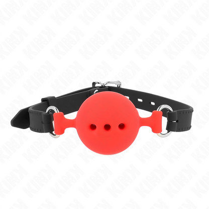 KINK - GAG 55 x 2 CM BOULE 5 CM ENTIÈREMENT EN SILICONE TAILLE L ROUGE RÉGLABLE 35-51 CM