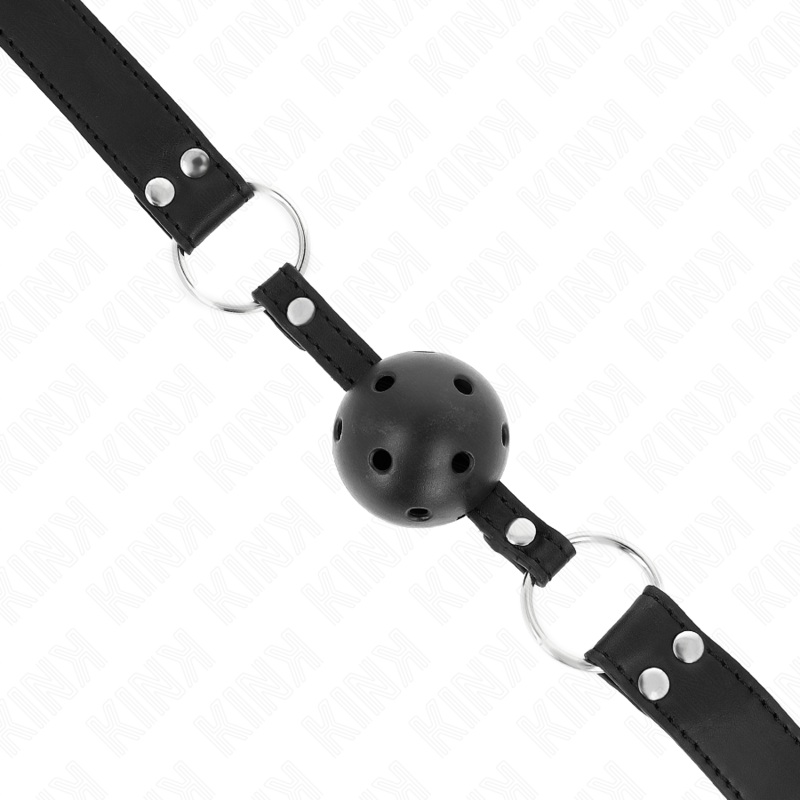 KINK - BÂILLON-BOULE RESPIRANT 4 CM AVEC DOUBLE RIVET MODÈLE 1 NOIR 62 x 2,5 CM RÉGLABLE 42-58 CM