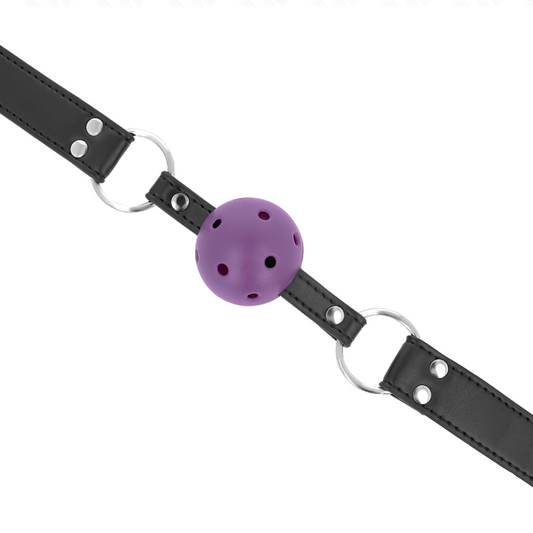 KINK - BREATHABLE BALL GAG 4 CM WITH DOUBLE PURPLE RIVET 62 x 2.5 CM ADJUSTABLE 42-58 CM
