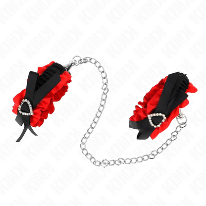 KINK - Bracelets élastiques en dentelle avec détail cœur rouge, réglables 22-35 cm