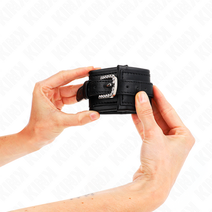 KINK - BLACK WRISTBANDS WITH ADJUSTABLE RHINESTONE BUCKLE 25-32 CM X 5.5 CM