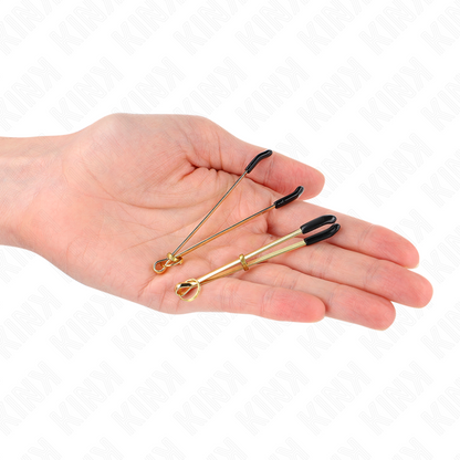 KINK - PINCES À TÉTONS FINES OR 7 CM