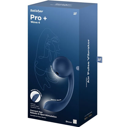 SATISFYER - PRO+ WAVE 4 STIMULATEUR POINT G ET AIR PULSE APPLICATION GRATUITE BLEU FONCÉ