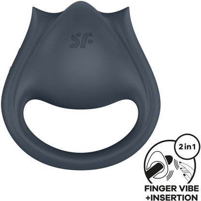 SATISFYER - PERFECT PAIR 2 MULTIVIBRATEUR 2 EN 1 ANNEAU PÉNITENSIF ET STIMULATEUR DE DOIGTS GRIS