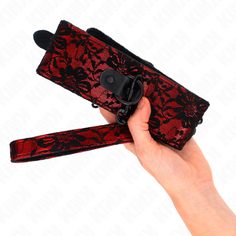 KINK - Collier en dentelle avec ceinture en cuir véritable 105 cm 44 x 5,5 cm