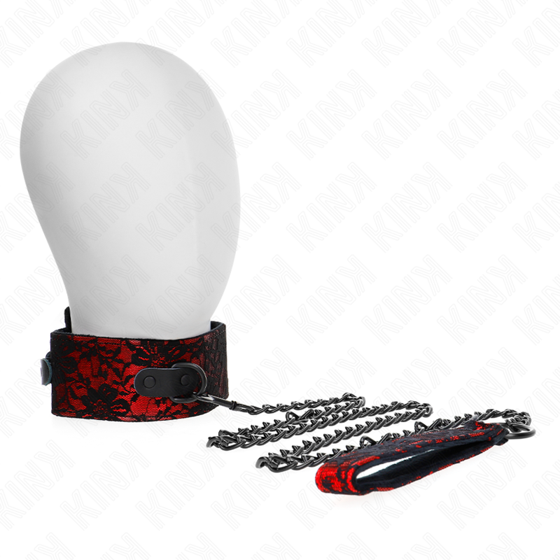 KINK - Collier en dentelle avec ceinture en cuir véritable 105 cm 44 x 5,5 cm
