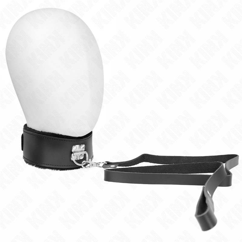 KINK - COLLIER EN CUIR NOIR 116 CM AVEC LAISSE RÉGLABLE 40-48 CM X 6 CM