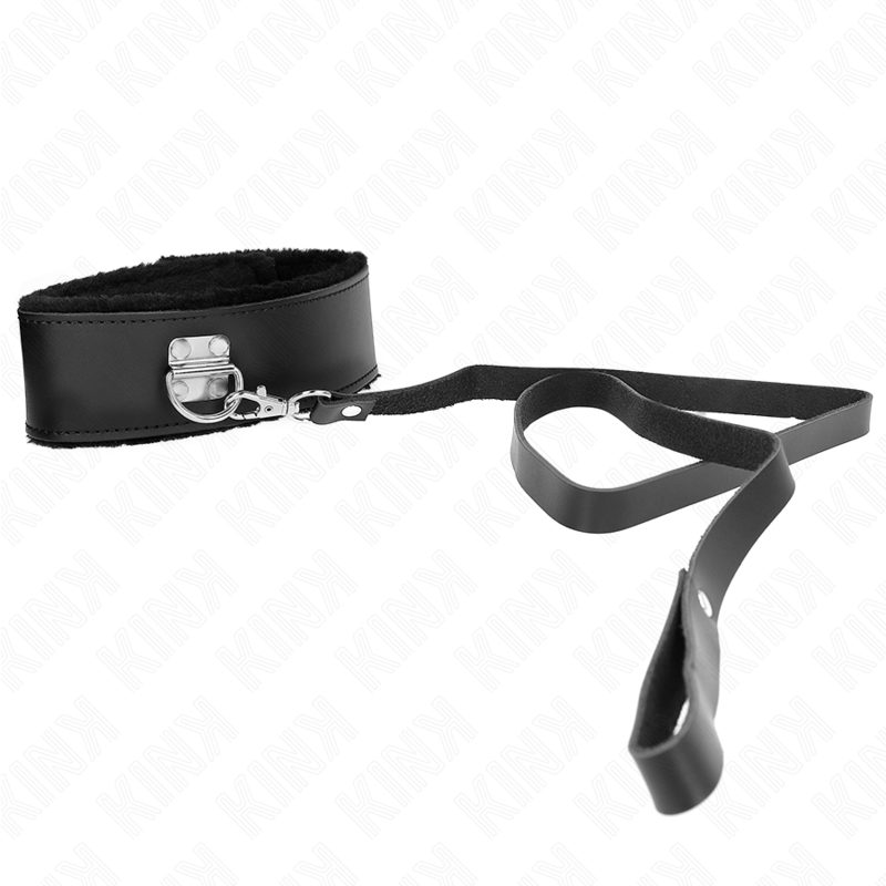 KINK - COLLIER EN CUIR NOIR 116 CM AVEC LAISSE RÉGLABLE 40-48 CM X 6 CM