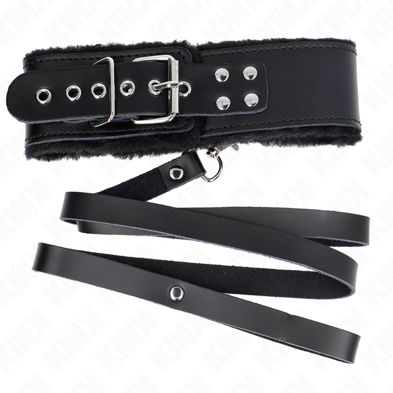 KINK - COLLIER EN CUIR NOIR 116 CM AVEC LAISSE RÉGLABLE 40-48 CM X 6 CM