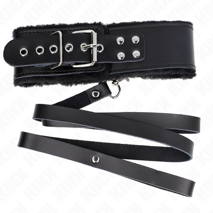 KINK - COLLIER EN CUIR NOIR 116 CM AVEC LAISSE RÉGLABLE 40-48 CM X 6 CM