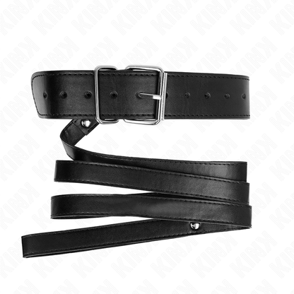 KINK - COLLIER AVEC LAISSE 116 CM FIN NOIR RÉGLABLE 32-50 CM X 8 CM