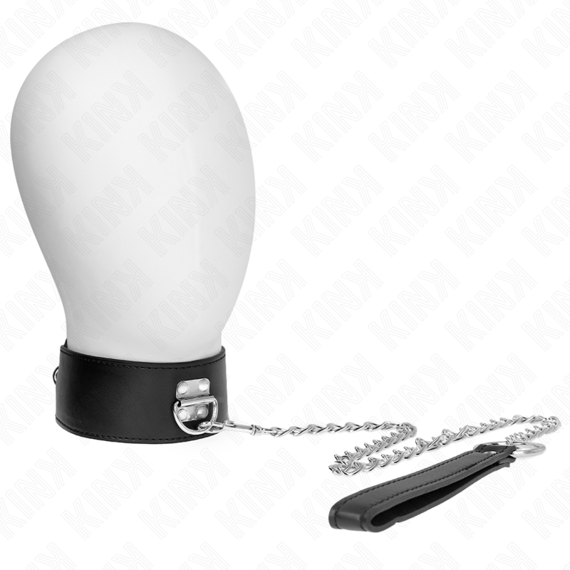KINK - COLLIER AVEC LAISSE 65 CM DE LARGE NOIR RÉGLABLE 33,5-41 CM X 5 CM