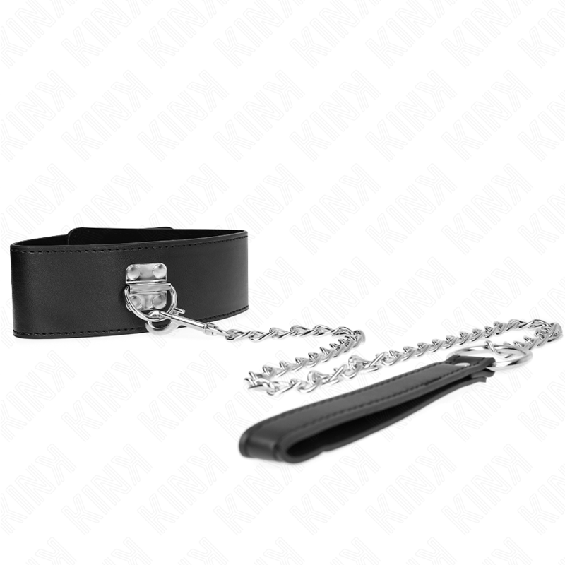 KINK - COLLIER AVEC LAISSE 65 CM DE LARGE NOIR RÉGLABLE 33,5-41 CM X 5 CM
