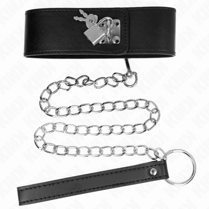 KINK - COLLIER AVEC LAISSE 65 CM DE LARGE NOIR RÉGLABLE 33,5-41 CM X 5 CM