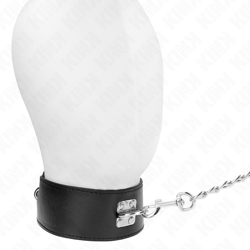 KINK - COLLIER AVEC LAISSE 65 CM DE LARGE NOIR RÉGLABLE 33,5-41 CM X 5 CM