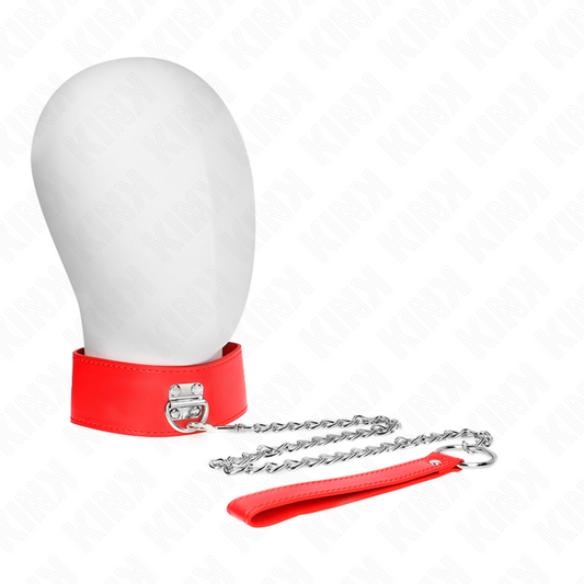KINK - COLLIER AVEC LAISSE 65 CM DE LARGE ROUGE RÉGLABLE 33,5-41 CM X 5 CM