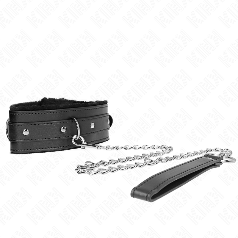 KINK - COLLIER RÉGLABLE NOIR 65CM AVEC LAISSE ET ATTACHES 36-42CM X 5,5CM
