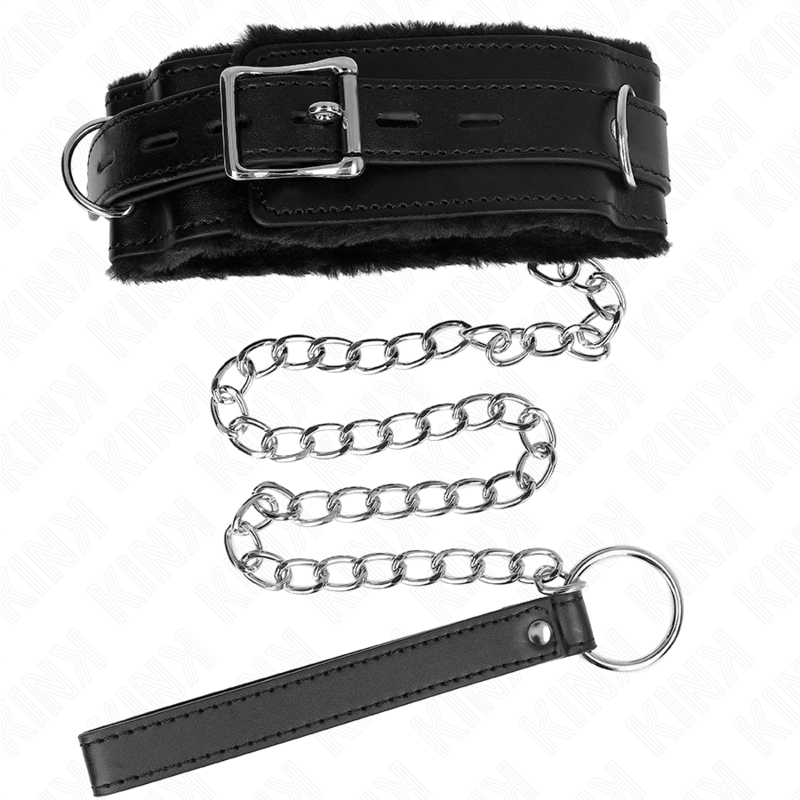 KINK - COLLIER RÉGLABLE NOIR 65CM AVEC LAISSE ET ATTACHES 36-42CM X 5,5CM