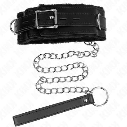 KINK - COLLIER RÉGLABLE NOIR 65CM AVEC LAISSE ET ATTACHES 36-42CM X 5,5CM
