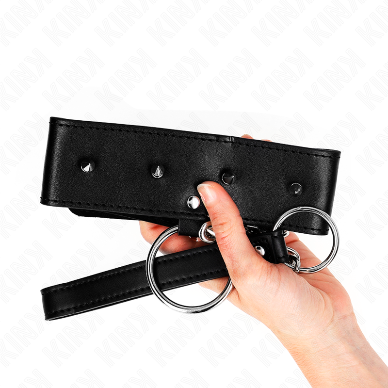 KINK - COLLIER LAISSE CLOUTÉ ARGENT 65 CM MODÈLE 2 RÉGLABLE 36-43 CM X 5 CM