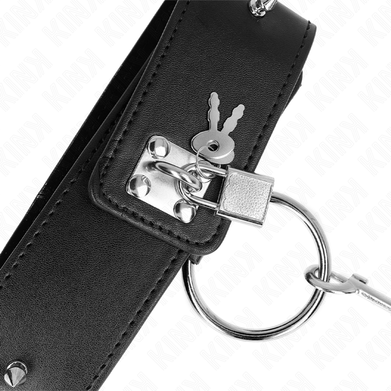 KINK - COLLIER LAISSE CLOUTÉ ARGENT 65 CM MODÈLE 2 RÉGLABLE 36-43 CM X 5 CM