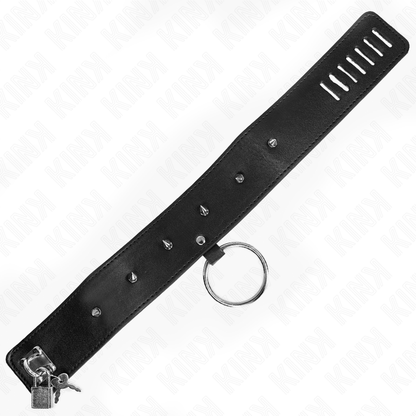 KINK - COLLIER LAISSE CLOUTÉ ARGENT 65 CM MODÈLE 2 RÉGLABLE 36-43 CM X 5 CM