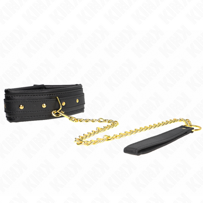 KINK - COLLIER ÉPONGE EN SIMILICUIR AVEC LAISSE MODÈLE 1 RÉGLABLE 37-54 CM X 3 CM