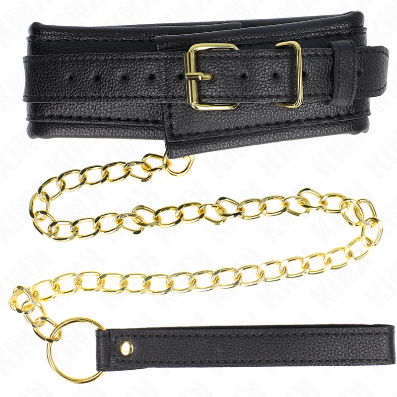 KINK - COLLIER ÉPONGE EN SIMILICUIR AVEC LAISSE MODÈLE 1 RÉGLABLE 37-54 CM X 3 CM