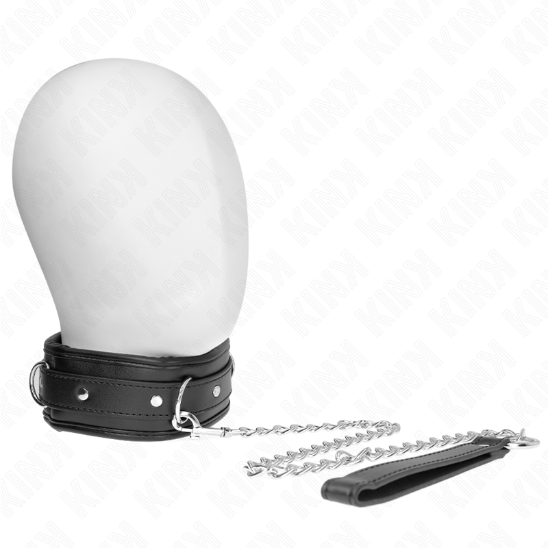 KINK - COLLIER ÉPONGE EN SIMILICUIR AVEC LAISSE MODÈLE 3 RÉGLABLE 37-54 CM X 3 CM