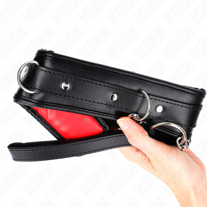 KINK - COLLIER ÉPONGE EN SIMILICUIR AVEC LAISSE MODÈLE 3 RÉGLABLE 37-54 CM X 3 CM