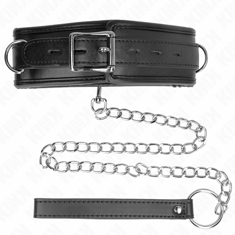 KINK - COLLIER ÉPONGE EN SIMILICUIR AVEC LAISSE MODÈLE 3 RÉGLABLE 37-54 CM X 3 CM