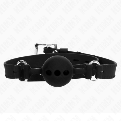 KINK - GAG 55 x 2 CM BOULE 4 CM ENTIÈREMENT EN SILICONE TAILLE S NOIR RÉGLABLE 35-51 CM