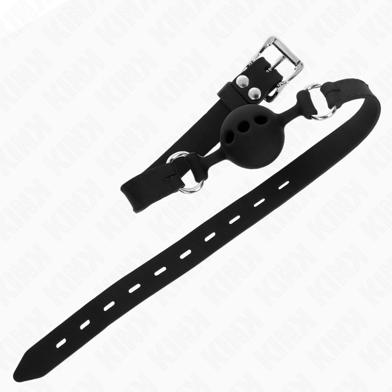 KINK - GAG 55 x 2 CM BOULE 4 CM ENTIÈREMENT EN SILICONE TAILLE S NOIR RÉGLABLE 35-51 CM