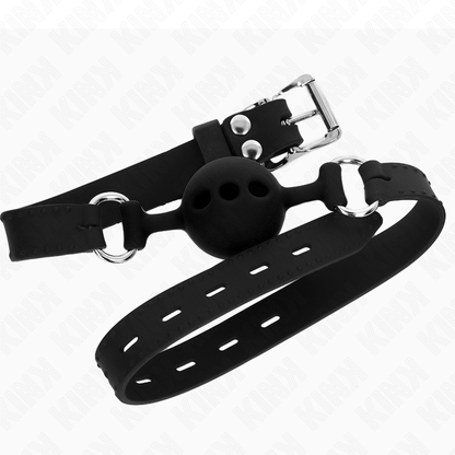 KINK - GAG 55 x 2 CM BOULE 4 CM ENTIÈREMENT EN SILICONE TAILLE S NOIR RÉGLABLE 35-51 CM