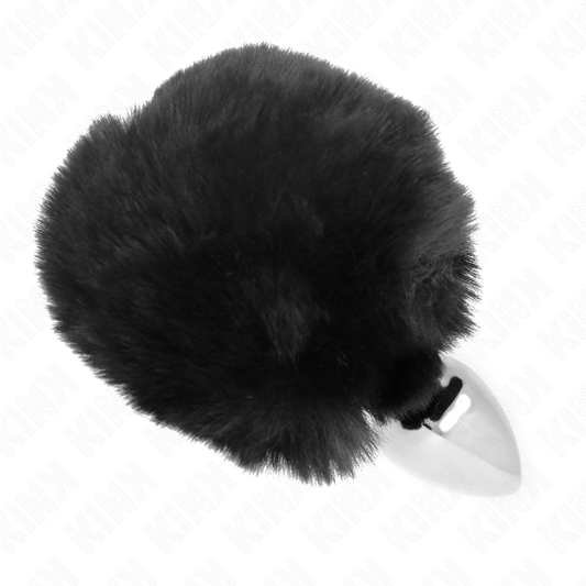KINK - PLUG 7 x 3 CM STAINLESS STEEL WITH BUNNY TAIL FAUX FUR 8 CM BLACK