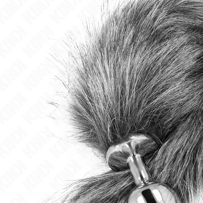 KINK - PLUG ANAL TAILLE M 8 X 3,5 CM AVEC QUEUE SYNTHÉTIQUE 40 CM ARGENT