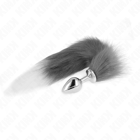 KINK - ANAL PLUG SIZE M 8 X 3.5 CM WITH SYNTHETIC TAIL 40 CM SILVER AND WHITE