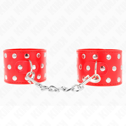 KINK - STUDDED SNAP WRISTBANDS ADJUSTABLE RED 19-24 CM X 5.5 CM